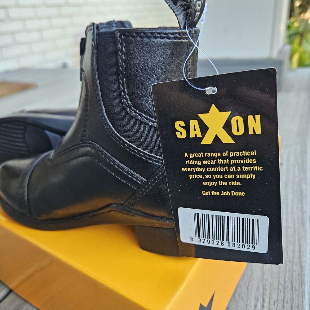 NIB SAXON Syntovia Zip Paddock Boots CHILDS KIDS Ridding Black Sz US 11 / EU 28 - Picture 4 of 7